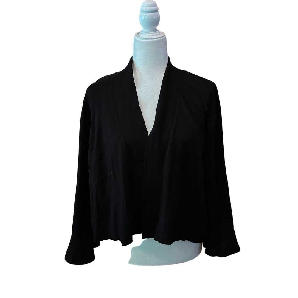 Calvin Klein Womens Black Sheer Lace Back Cardigan Sweater 2X